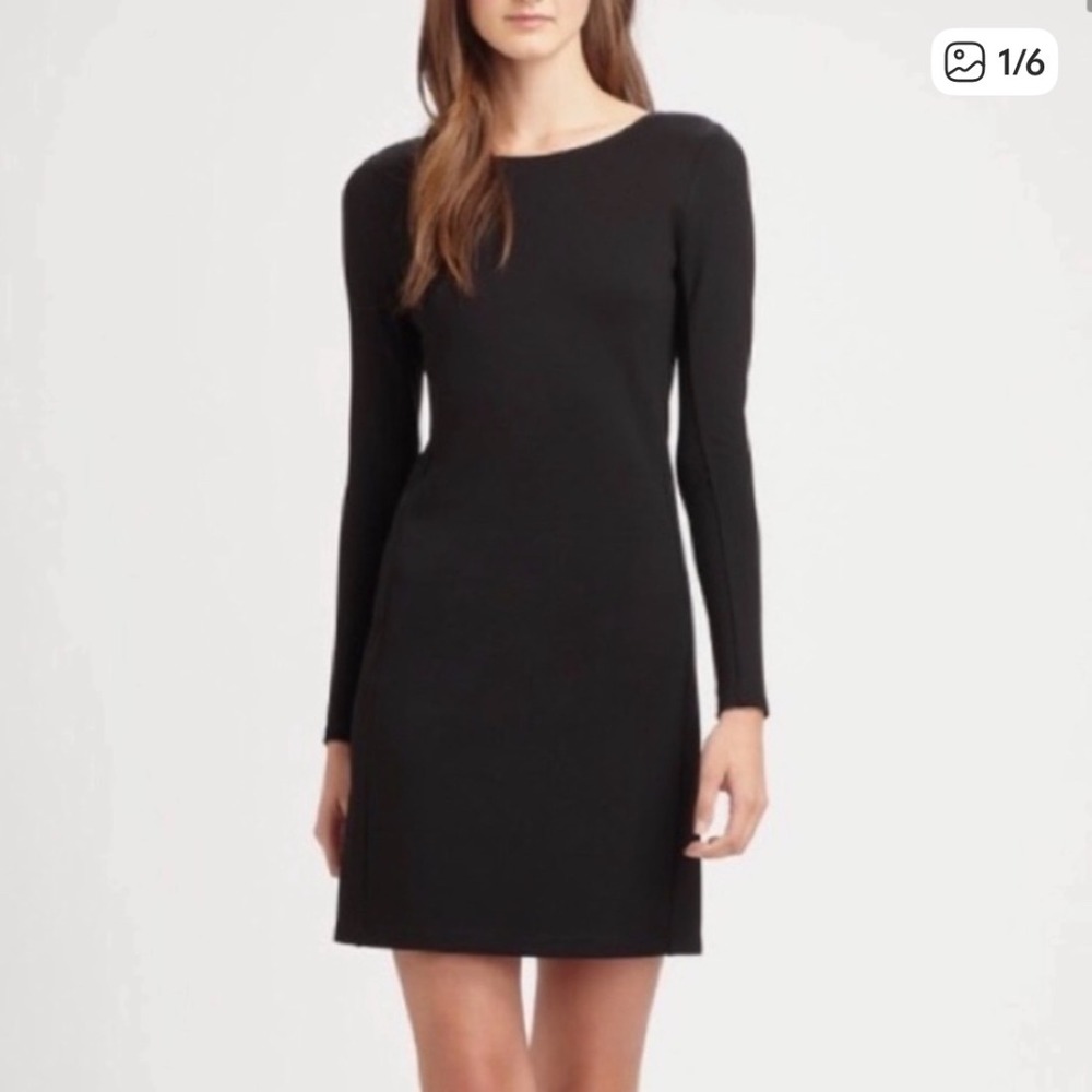 Theory Kalion Size 2 Black‎ Long Sleeve Dress Career Cocktail Party Classic LBD